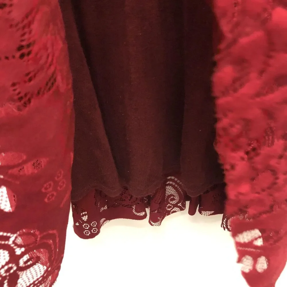 Free People Dress Womens XS Lace Bell Sleeve‎ Boho Cutout Fit Flare Party - Picture 6 of 14